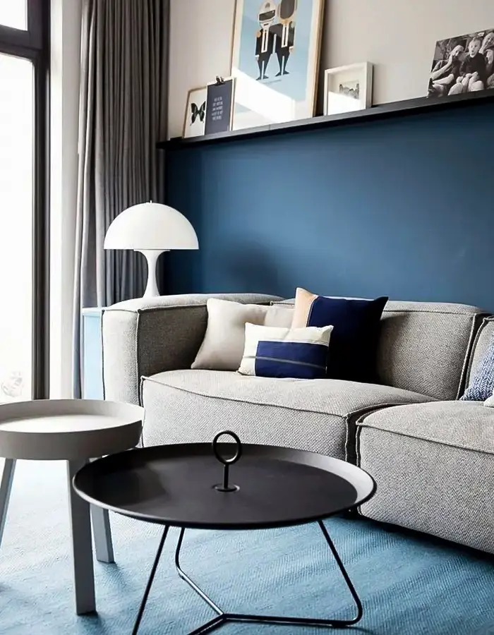 48 Blue Grey Living Room Ideas with Style and Calm 40 Contemporary Living Room With Color Block Wall