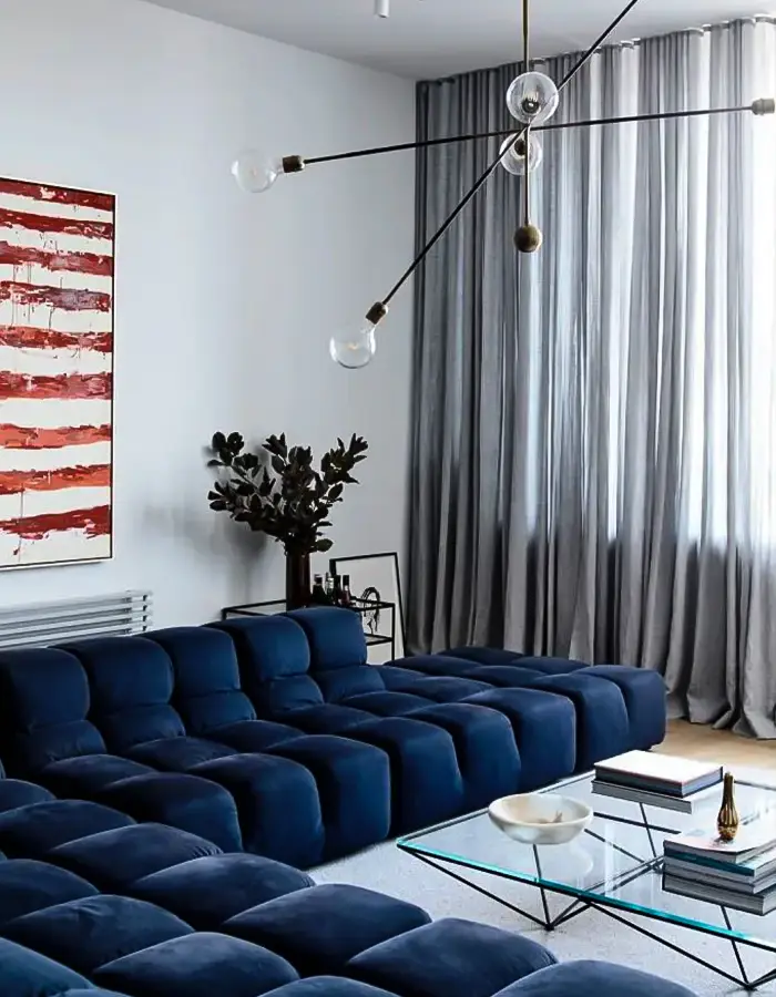 48 Blue Grey Living Room Ideas with Style and Calm 25 Contemporary Living Room With Tufted Sofa