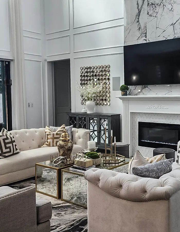 48 Glam Living Room Ideas with Timeless Style 31 Cozy Glam Living Room With Cream Sofa