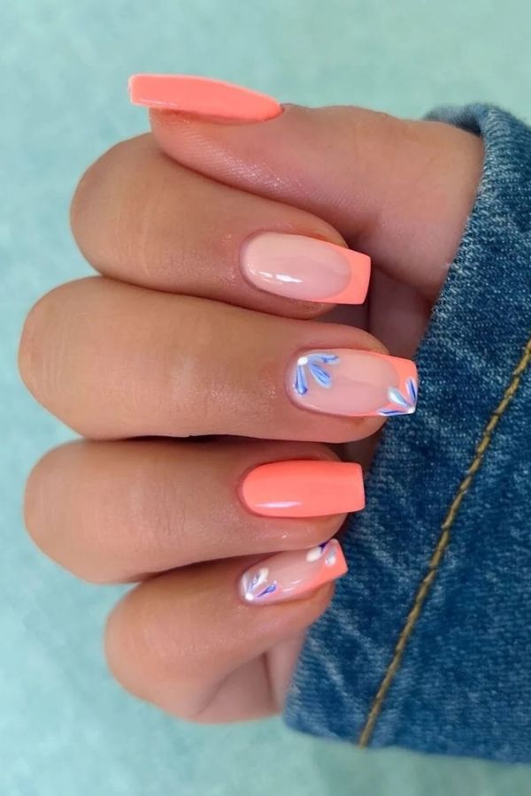 39 Gorgeous Coral Nail Designs Ideas for Short and Long Nails 19 Creamy Coral Peach Vibes
