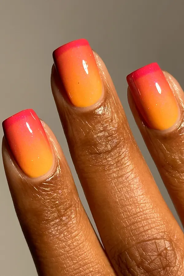 32 Cute Sunset Nails Design Mani Styles That Feel Like Golden Hour 4 Dainty Red French Tips