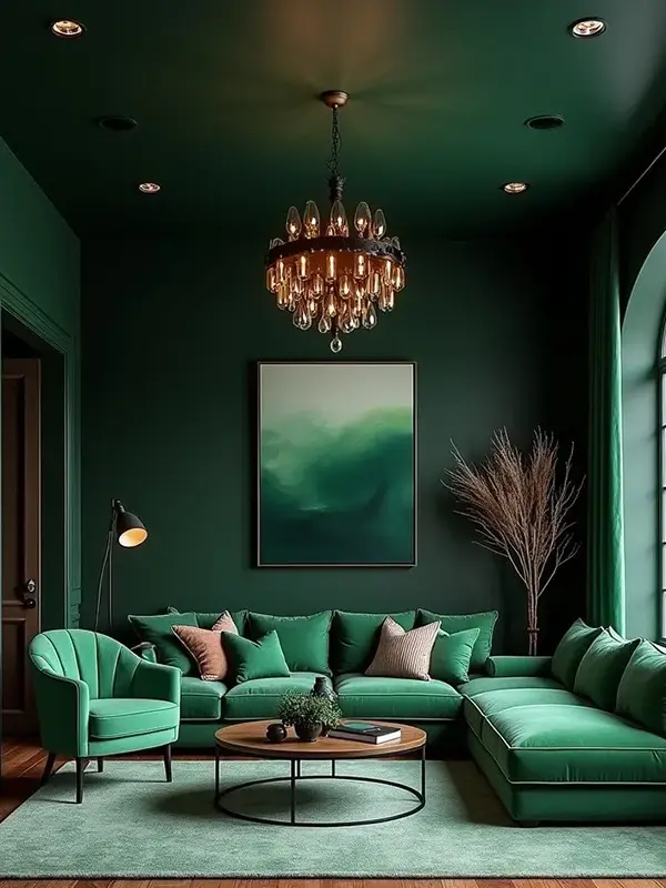 Dark Ceilings with Emerald Accents
