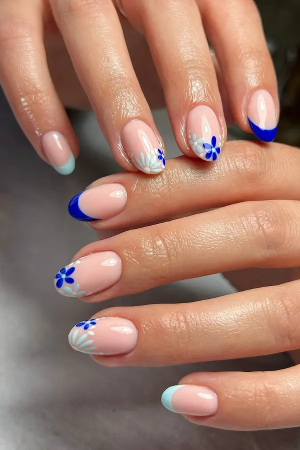 Big Shocking - Trendy Fashion, Beauty & Lifestyle Ideas 17 Denim Vibrant Blue Floral Nails