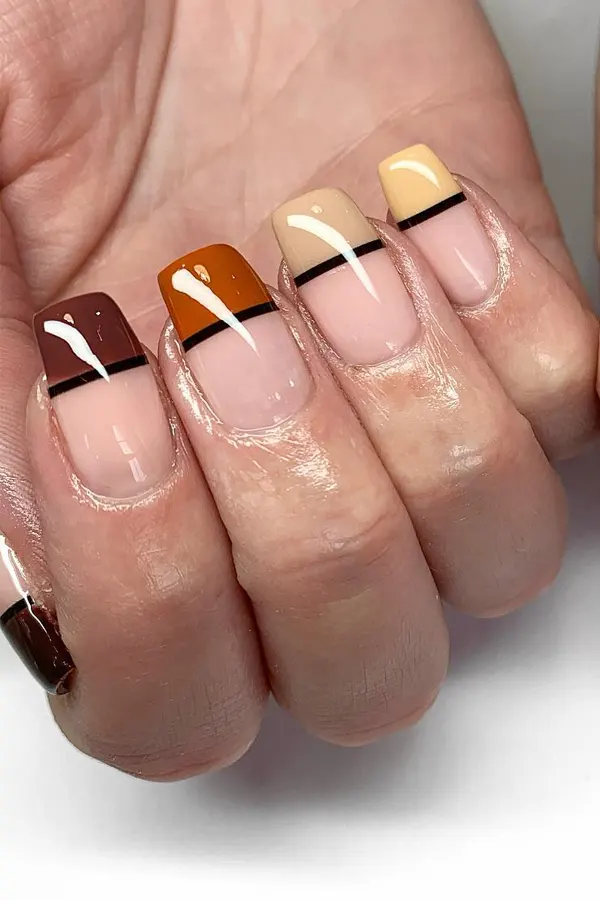 44 Simple Clear Nail Designs For Fresh, Clean, and Modern Mani Look 22 Earth-Toned Ombré Lines Nails