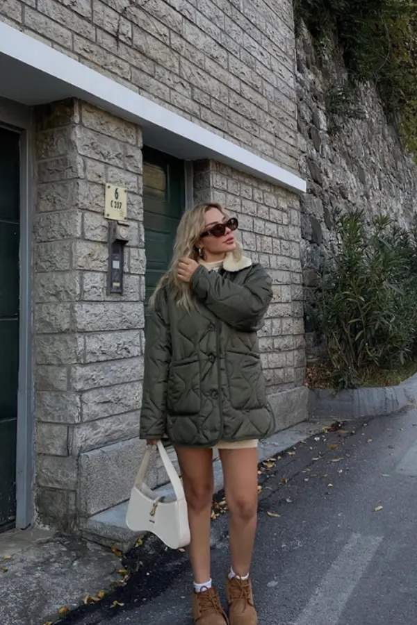 51 Stylish Fall Outfit Ideas for Woman Who Want Comfort and Class 15 Edgy Meets Sweet with a Bomber Jacket and Mini Dress