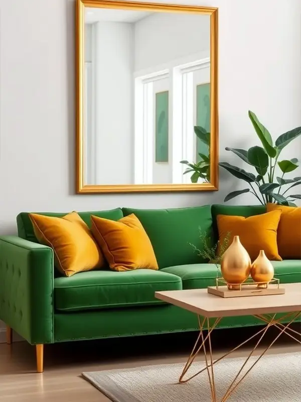 29 Green Couch Living Room Ideas with Bold Style 6 Elegant Green and Gold Living Room