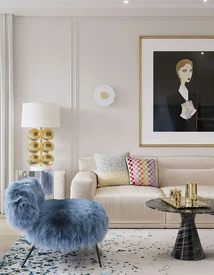 48 Glam Living Room Ideas with Timeless Style 49 Elegant Living Room With Pastel Blue