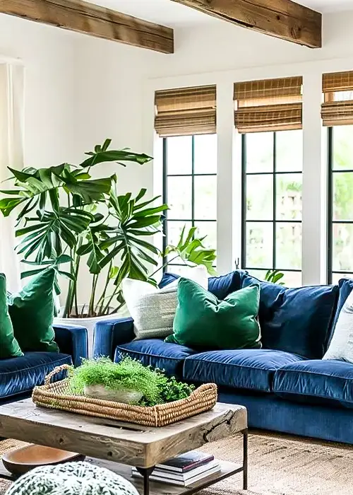 46 Calm Blue And Green Living Room Ideas 35 Farmhouse Comfort with Natural Touches