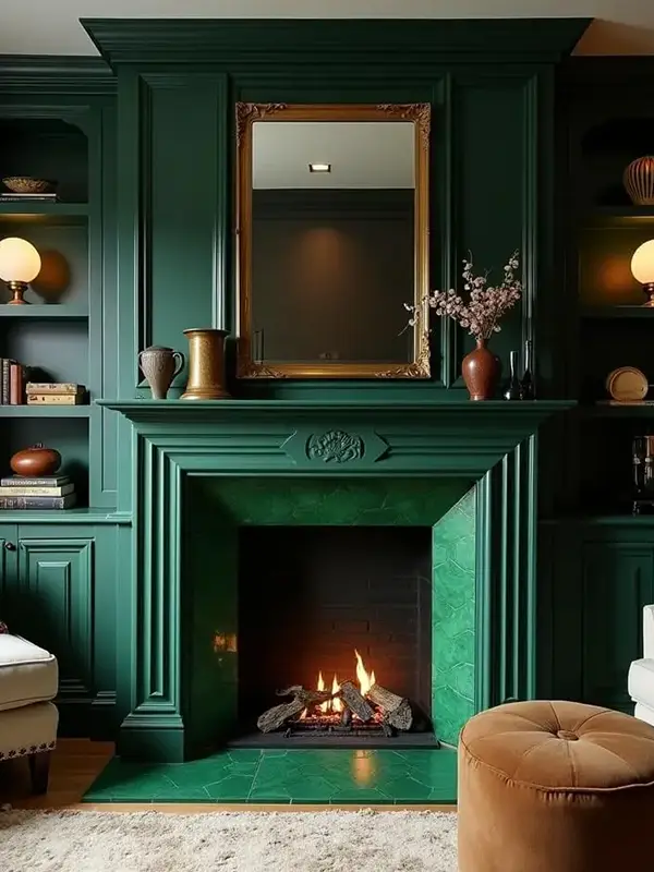 Fireplace Focal Point with Emerald Detail