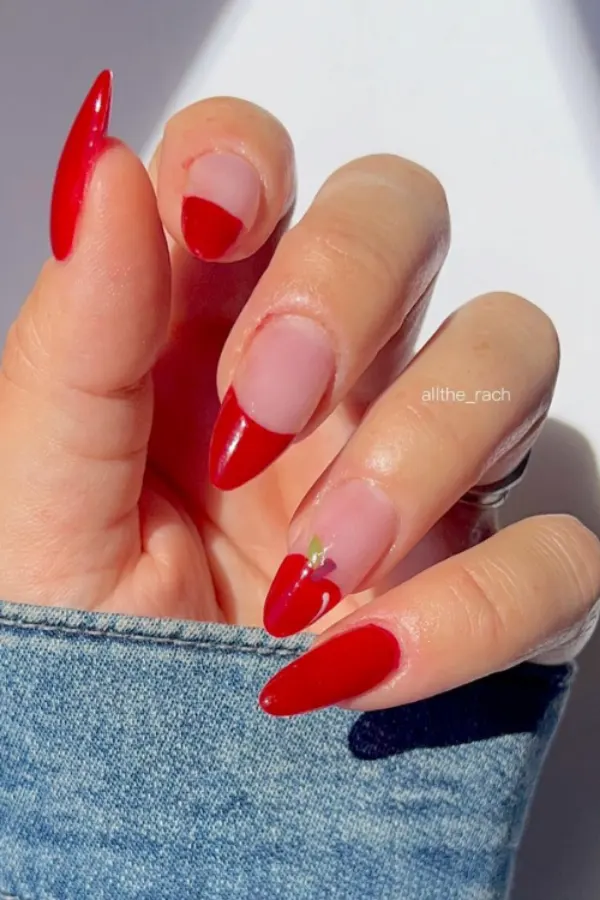 Fresh Apple Red Nails Art