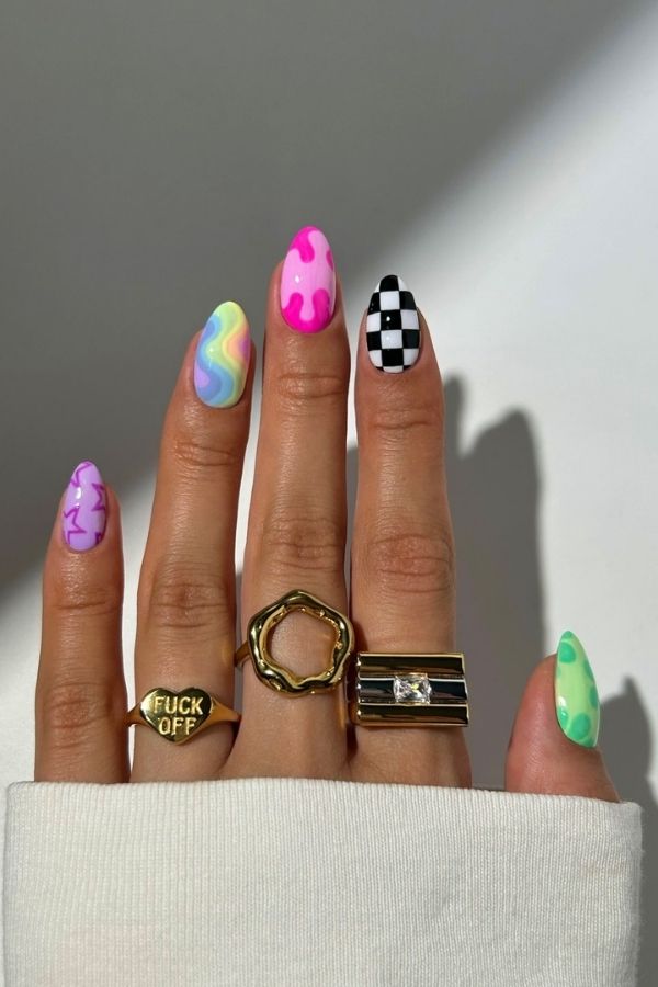 41 Fun Summer Nails Designs To Level Up Your Look This Season 3 Funky Summer Mix Match