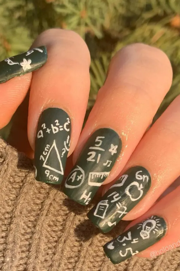 Geometry School Nails Design