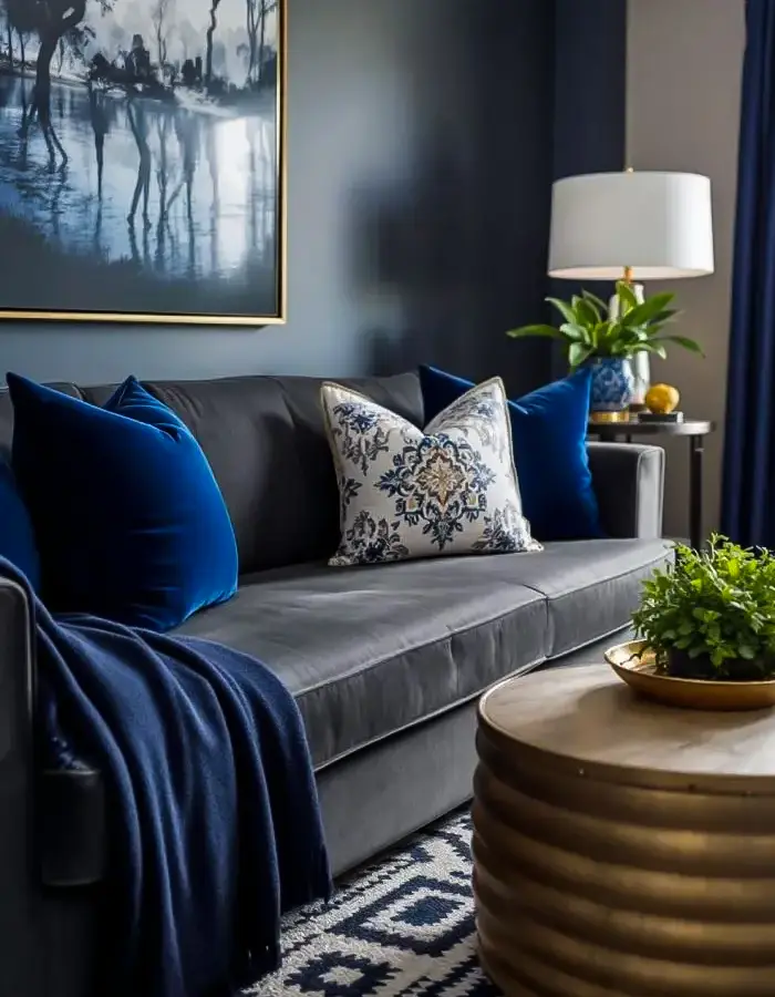 48 Blue Grey Living Room Ideas with Style and Calm 49 Glam Living Room With Blue and Gold Accents