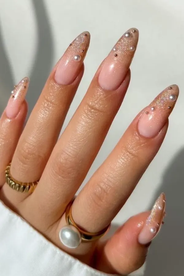 37. Glam Fall Wedding Nail Ideas For Guests & Bride That Look Great in Every Photo 36 Glitter French Tips for Brides Who Love Sparkle