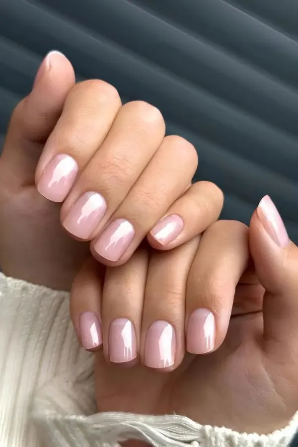 37 Must-Try Clean Girl Nails Ideas for a Fresh and Effortlessly Simple Look 2 Glossy Watery Nail Look
