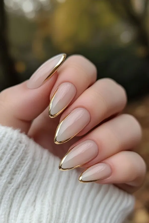 37. Glam Fall Wedding Nail Ideas For Guests & Bride That Look Great in Every Photo 20 Gold French Tips for Fall Wedding Elegance
