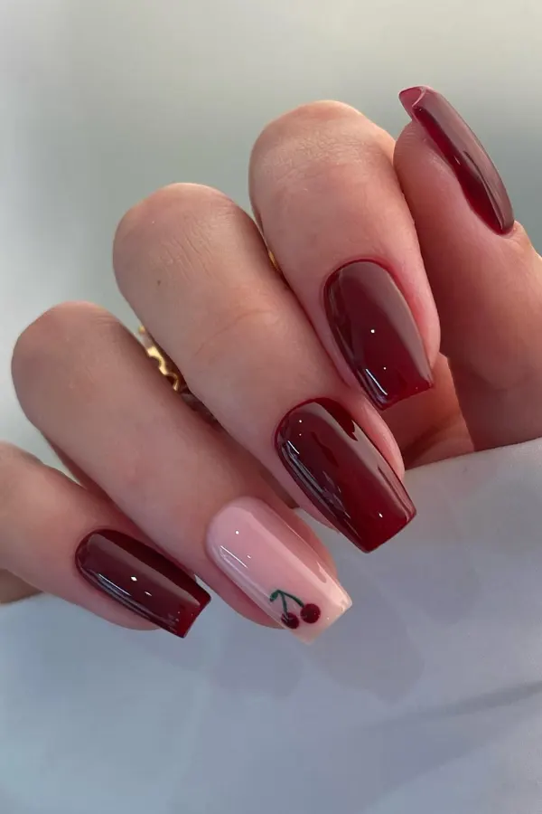 40 Classy Hot Red Nails Inspo Ideas That Never Go Out of Style 3 Gorgeous Cherry Red Nails