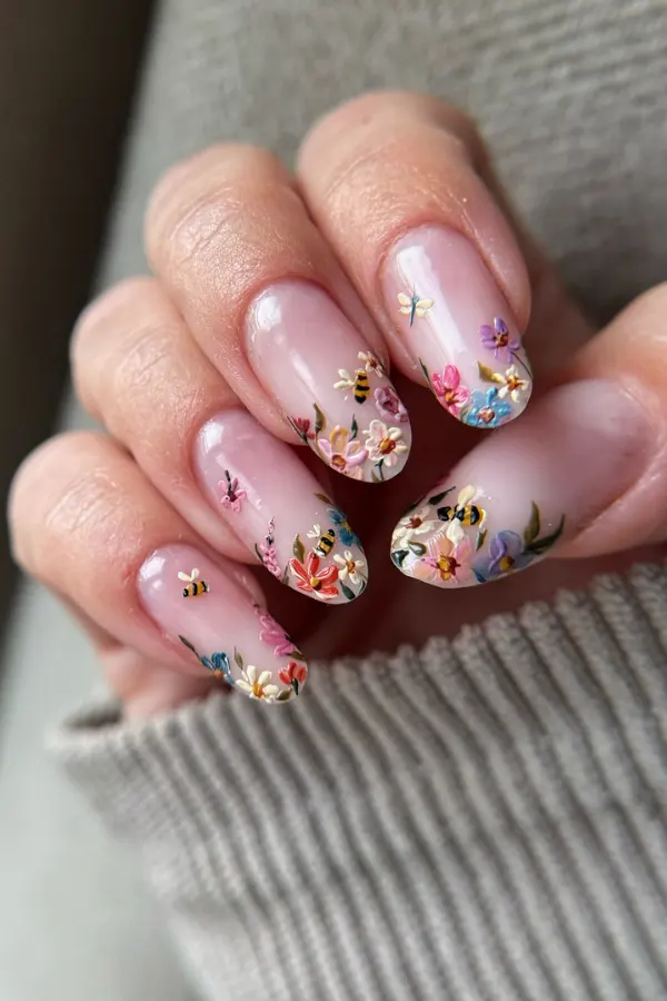 54 Elegant Flower Nail Designs Floral Mani Ideas To Copy This Season 18 Gorgeous Florals Nails Art