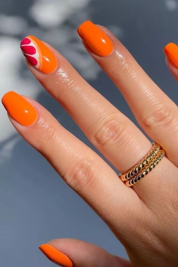 39 Gorgeous Coral Nail Designs Ideas for Short and Long Nails 11 Grapefruit-Inspired Coral Nails