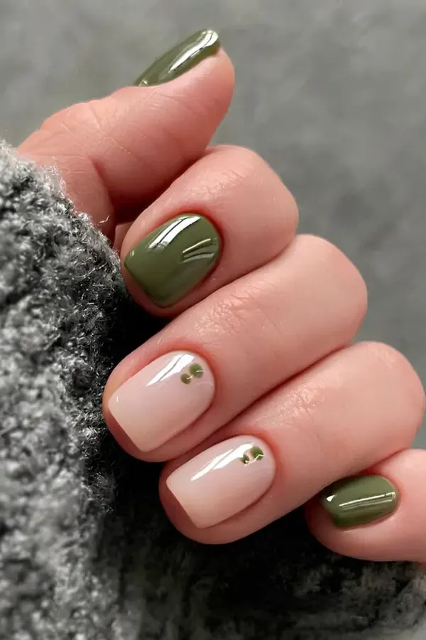 Green Micro Dot Nail Art