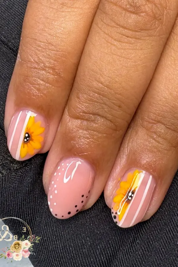 41 Bright and Cheerful Sunflower Nail Designs Ideas You’ll Love to Copy 15 Half Flower Nails Design