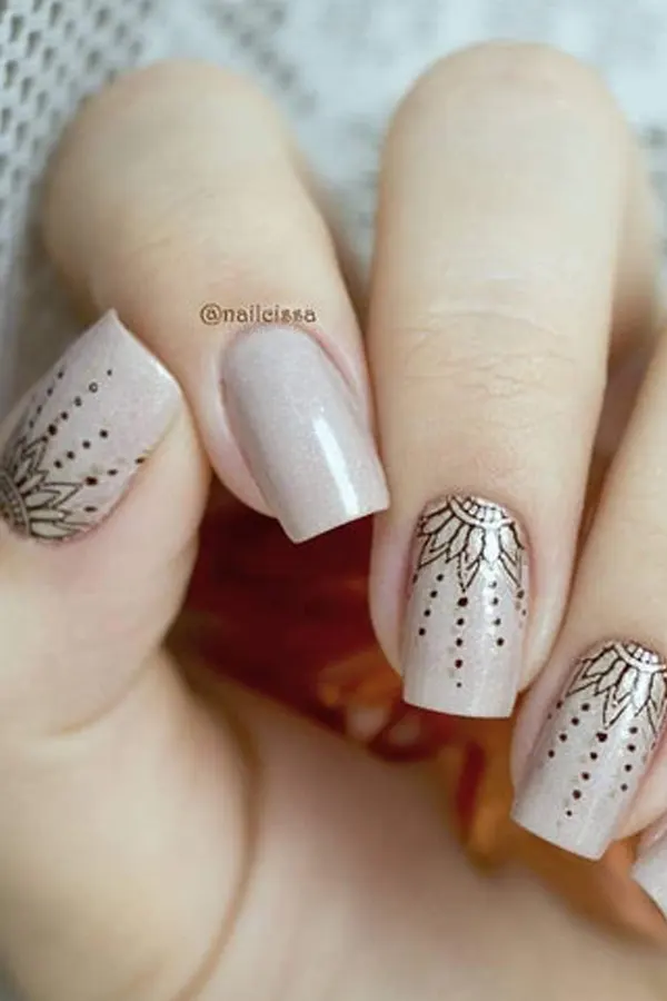 37. Glam Fall Wedding Nail Ideas For Guests & Bride That Look Great in Every Photo 22 Jelly Nude Bridal Nails with Holographic Flakes