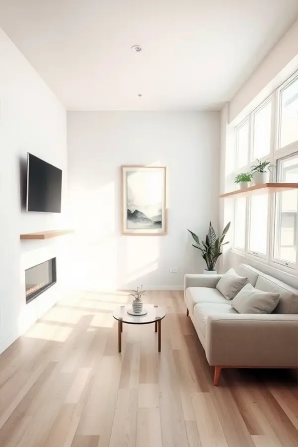 28 Minimalist Living Room Ideas That Feel Bigger 24 Keep Floors Clear and Open