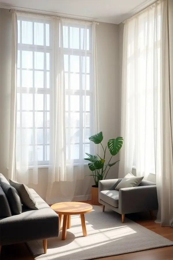 28 Minimalist Living Room Ideas That Feel Bigger 19 Keep Windows Light and Simple