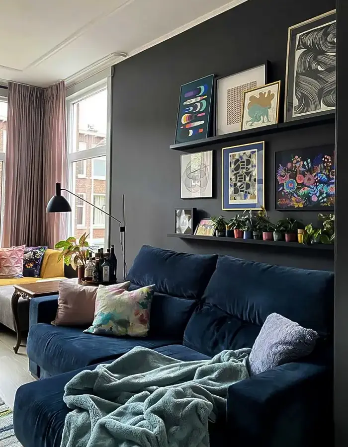 48 Blue Grey Living Room Ideas with Style and Calm 34 Layered Living Room With Dark and Light Tones
