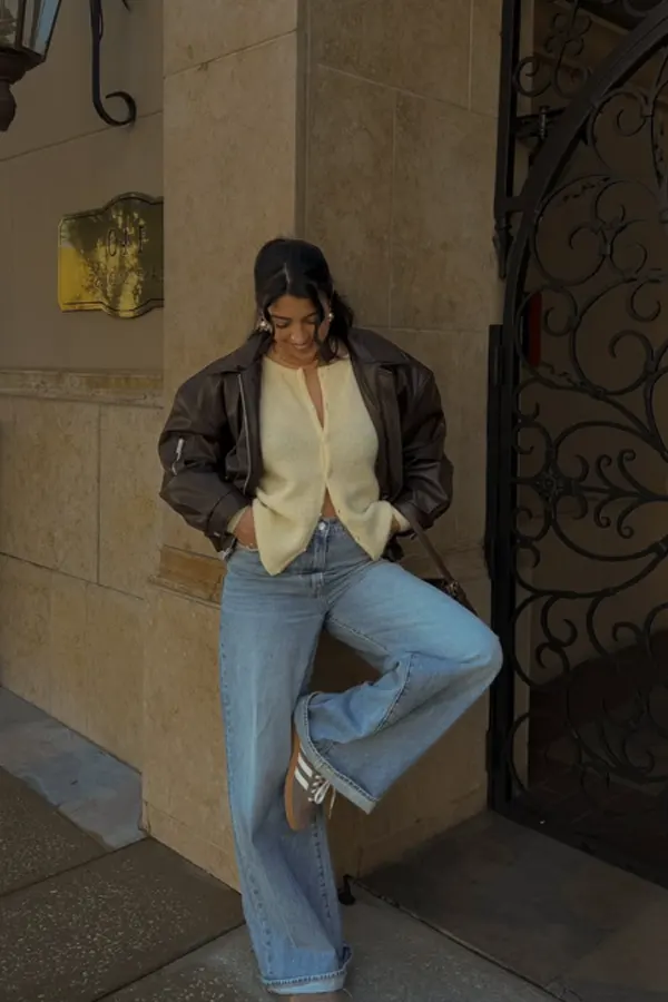 51 Stylish Fall Outfit Ideas for Woman Who Want Comfort and Class 12 Layered Neutrals with Leather and a Soft Cardigan