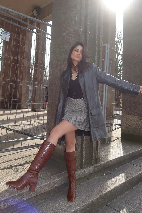 51 Stylish Fall Outfit Ideas for Woman Who Want Comfort and Class 47 Leather Coat Skirt Long Boot Fall Inspo - Fall Outfit for Woman