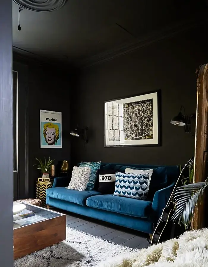 48 Blue Grey Living Room Ideas with Style and Calm 19 Light Touches in a Dark Room