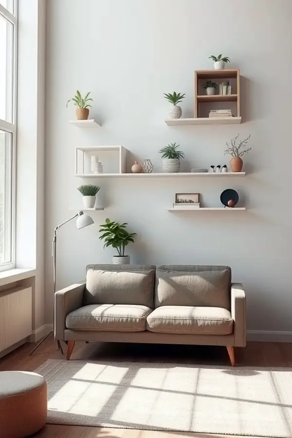 28 Minimalist Living Room Ideas That Feel Bigger 14 Make Use of Wall Height