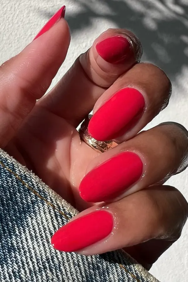 40 Classy Hot Red Nails Inspo Ideas That Never Go Out of Style 14 Matte Poppy Red Nails