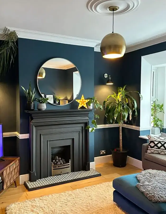 48 Blue Grey Living Room Ideas with Style and Calm 15 Mid-Century Vibe With Bold Accents