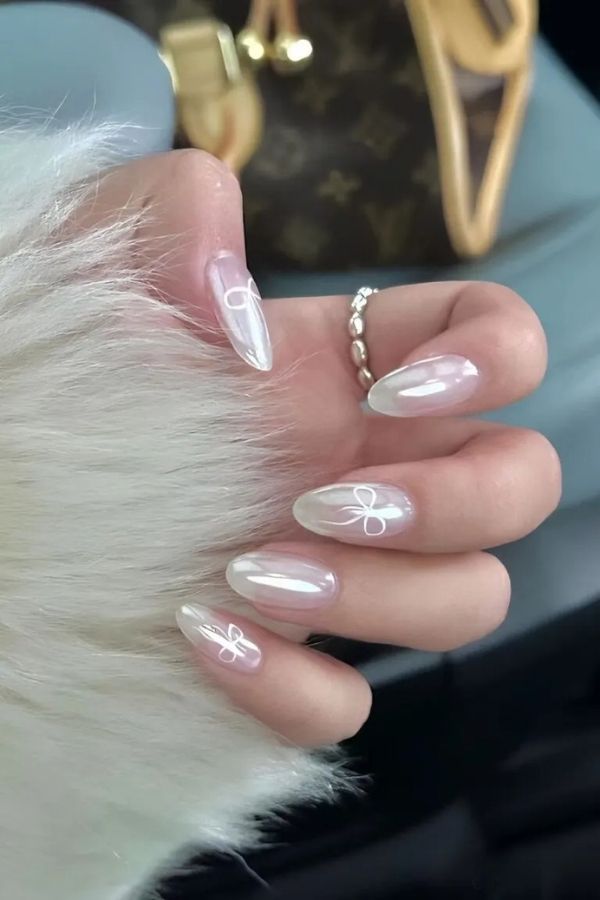 Milky Chrome Hand-Drawn Bows