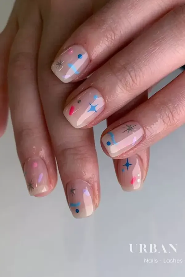 44 Simple Clear Nail Designs For Fresh, Clean, and Modern Mani Look 26 Minimalist Celestial Symbols Nails