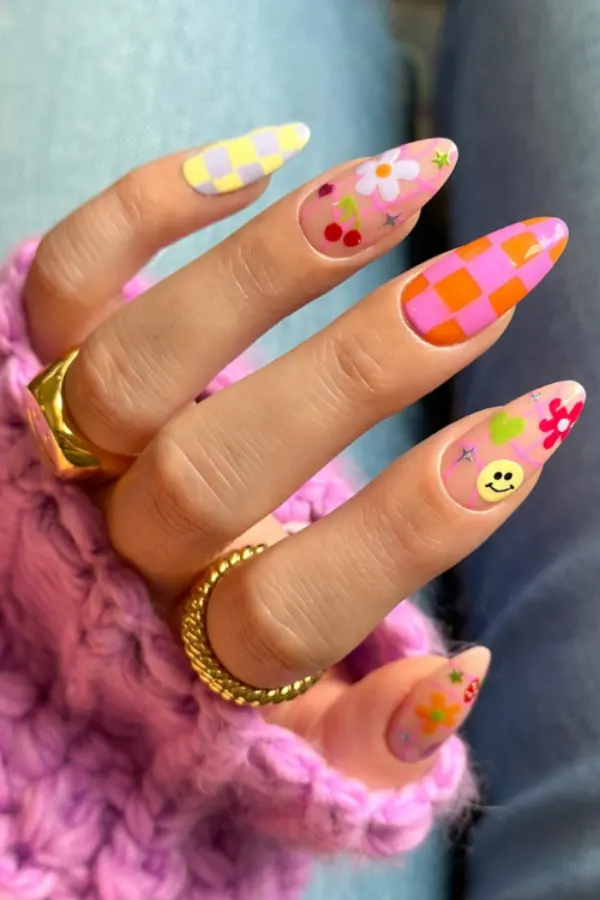 Mixed Prints Vacation Nails