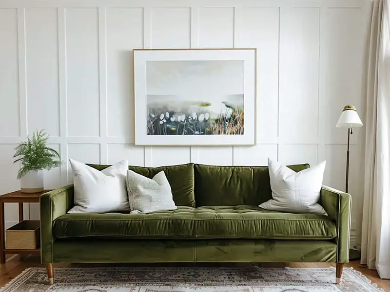 29 Green Couch Living Room Ideas with Bold Style 7 Modern Minimalist Green Couch Living Room