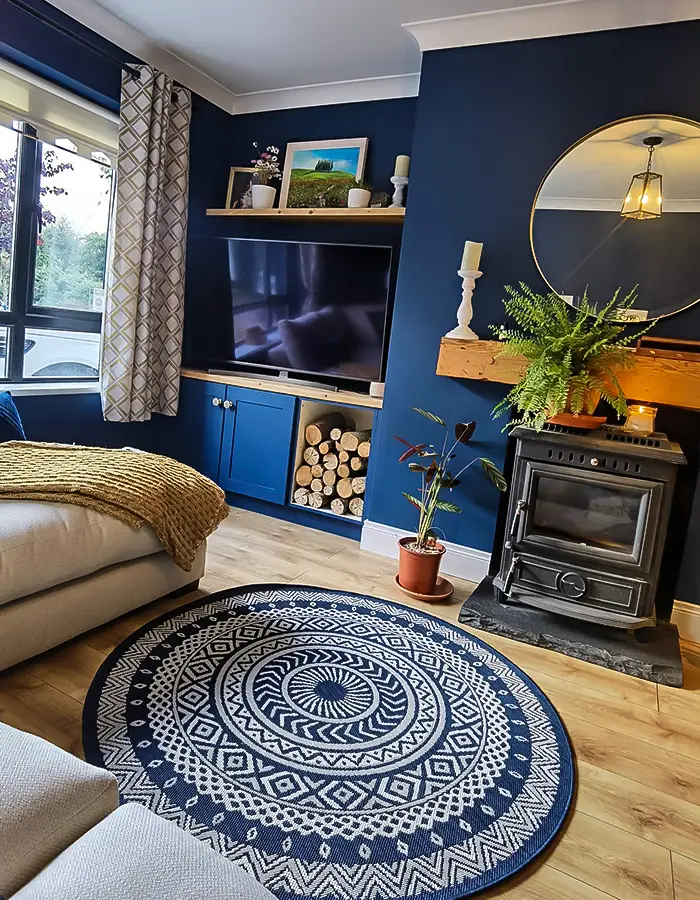 48 Blue Grey Living Room Ideas with Style and Calm 27 Modern Rustic Living Room With Navy Walls