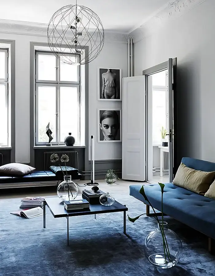 48 Blue Grey Living Room Ideas with Style and Calm 29 Monochrome Living Room With Blue Highlights