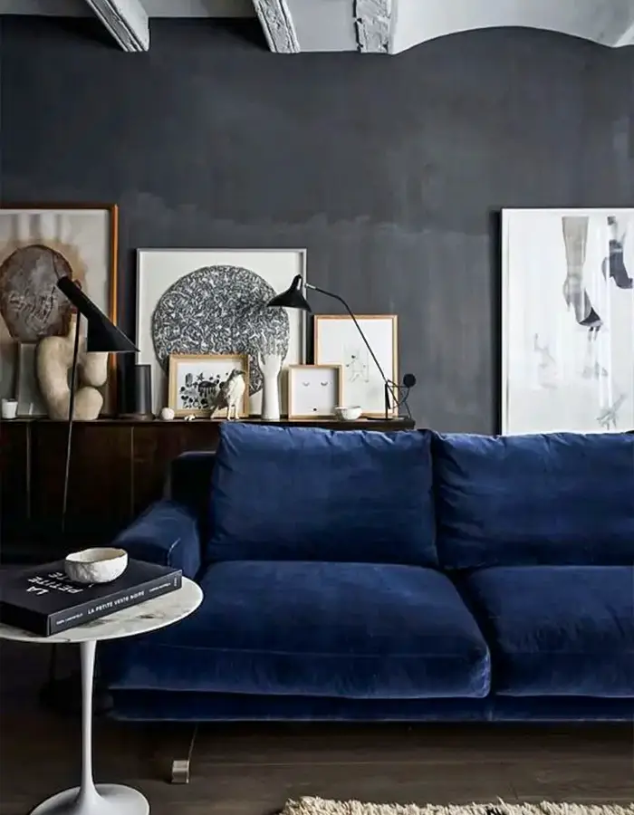 48 Blue Grey Living Room Ideas with Style and Calm 6 Moody Style With Velvet Touches - Blue Grey Living Room