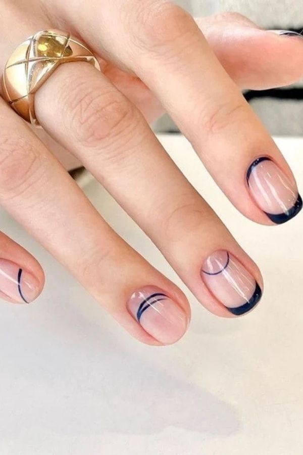 36 Subtle Yet Cute Minimal Nail Designs Mani Ideas You’ll Love to Wear 5 Navy Mini French Tips