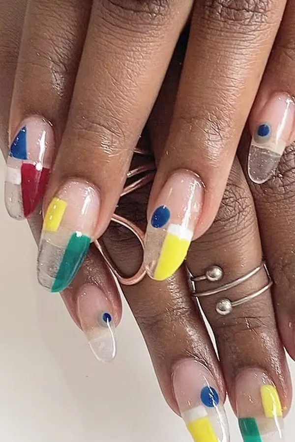 44 Simple Clear Nail Designs For Fresh, Clean, and Modern Mani Look 21 Negative Space Geometric Acrylic Nails
