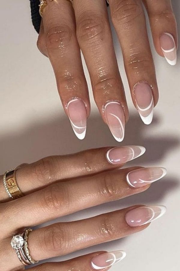 Negative Space Minimal White Nails