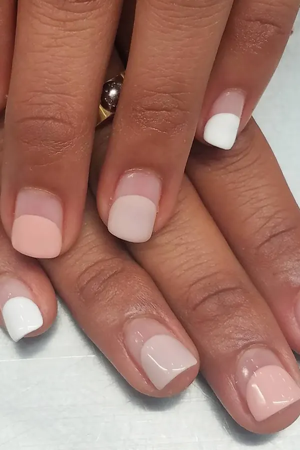 44 Simple Clear Nail Designs For Fresh, Clean, and Modern Mani Look 39 Neutral Half-Moon Nails with a Clear Base