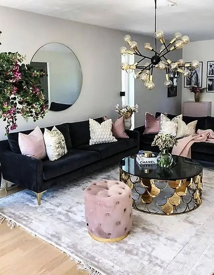 48 Glam Living Room Ideas with Timeless Style 45 Neutral Living Room With Black And Gold