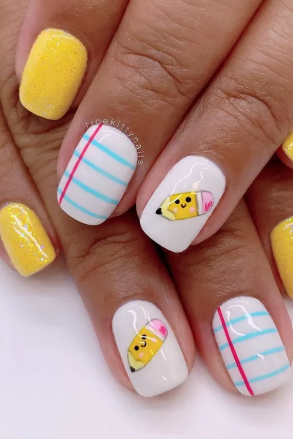 Notebook and Pencils Nails for Students