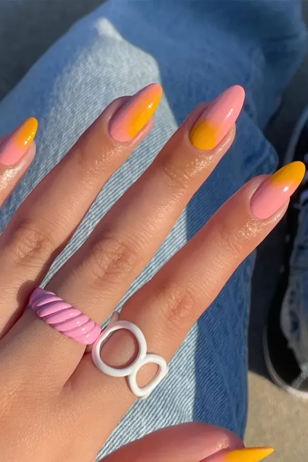 32 Cute Sunset Nails Design Mani Styles That Feel Like Golden Hour 12 Ombre Tropical Manicure Shades