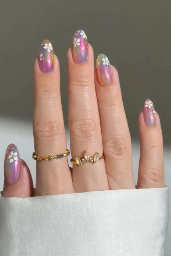 54 Elegant Flower Nail Designs Floral Mani Ideas To Copy This Season 48 Pastel Ombre Nails with White Florals